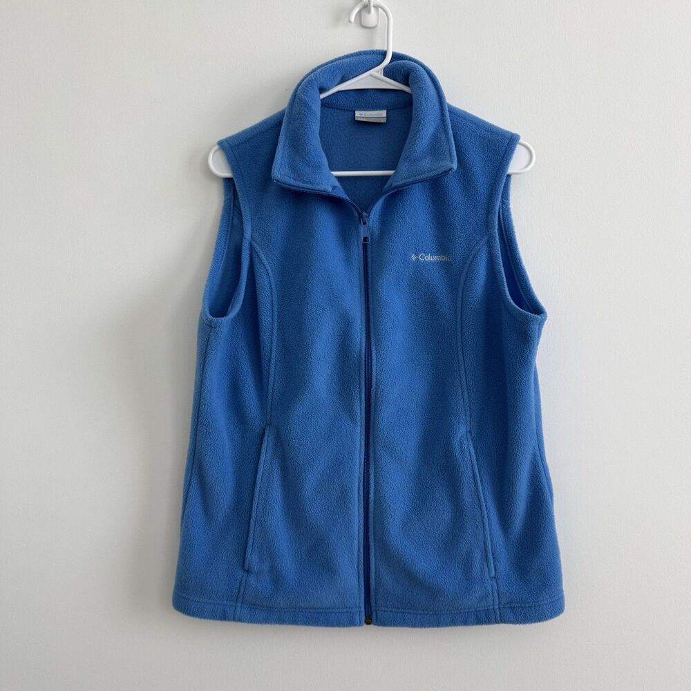 Columbia Blue Three Lakes Women's Fleece Vest Full Zip Lightweight Fall Sz Large